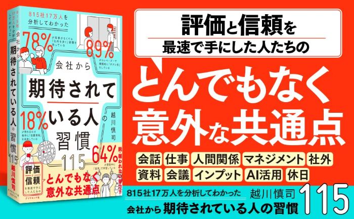 膨大な実データが示すビジネスパーソンの真実。膨大な組織と個人の行動を徹底追跡して見出した組織から真に評価される人材の共通パターンと具体的行動指針を一挙に整理し自身のキャリアを飛躍させる必読の1冊。
